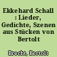 Ekkehard Schall : Lieder, Gedichte, Szenen aus Stücken von Bertolt Brecht
