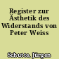 Register zur Ästhetik des Widerstands von Peter Weiss